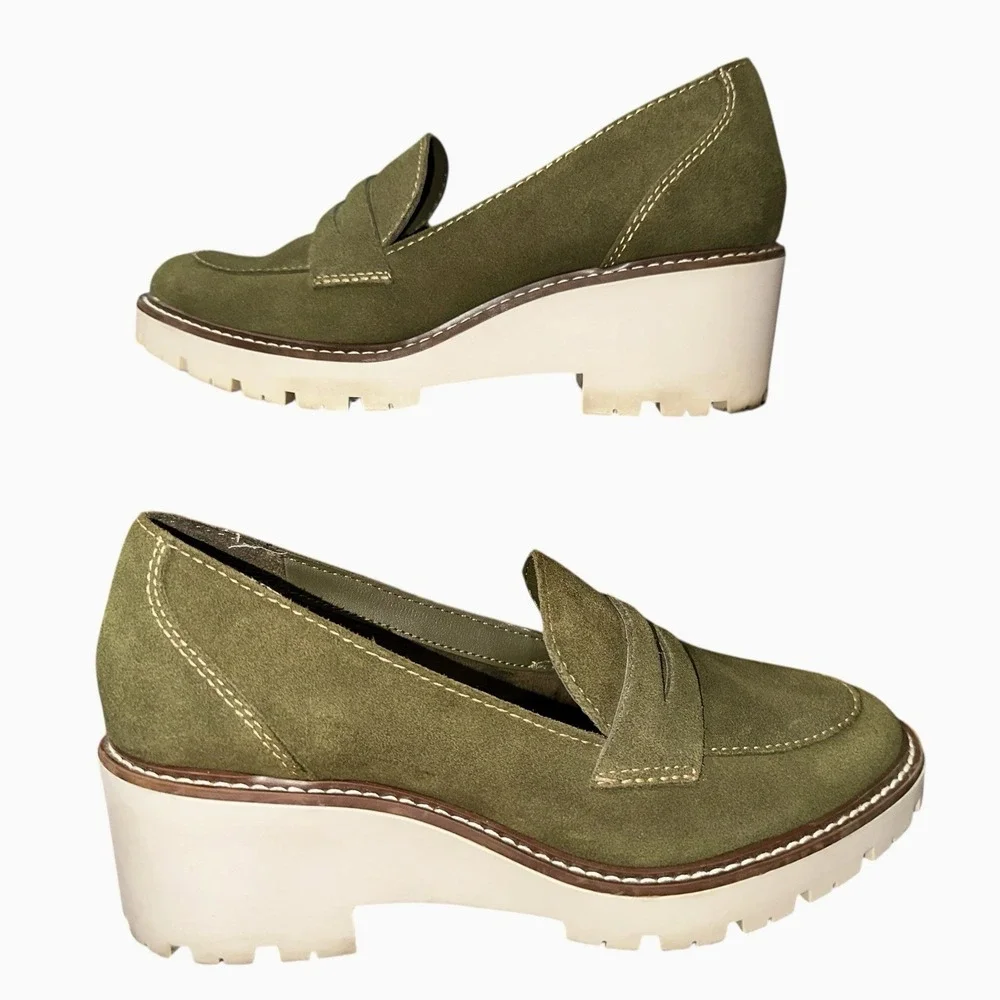 Blondo Dulce Olive Suede Waterproof Lug Sole Loafer‎ Platform 8